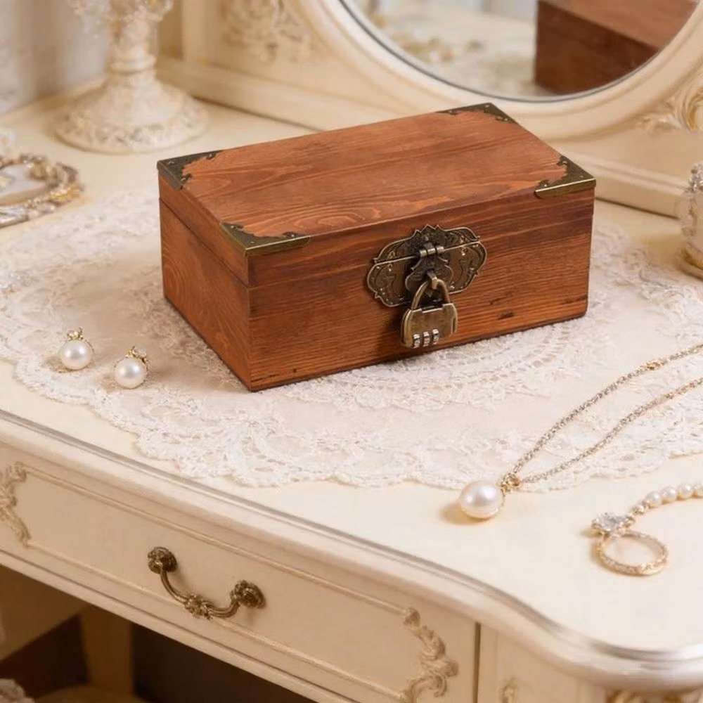 PAWNORA Large Solid Wood Memory Storage Box in Brown – 3