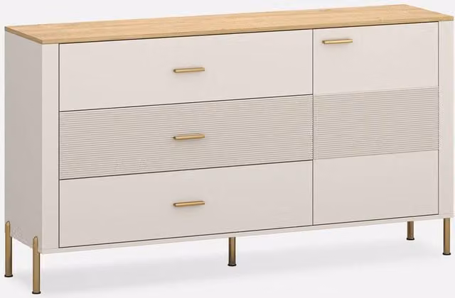 Heze Furniture Ruben Sideboard with 1 Door and 3 Drawers in Cashmere and Light Stone Oak