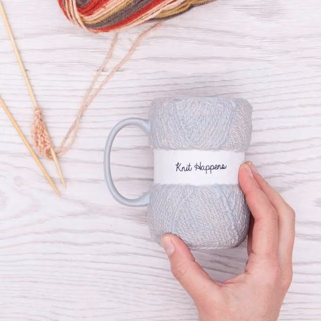 Boxer Gifts Knit Happens Ceramic Knitting Mug in Grey and Multicolour