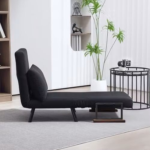 HOMCOM Black Velvet Fabric Click Clack Single Chair Bed Settee with Metal Frame – 7
