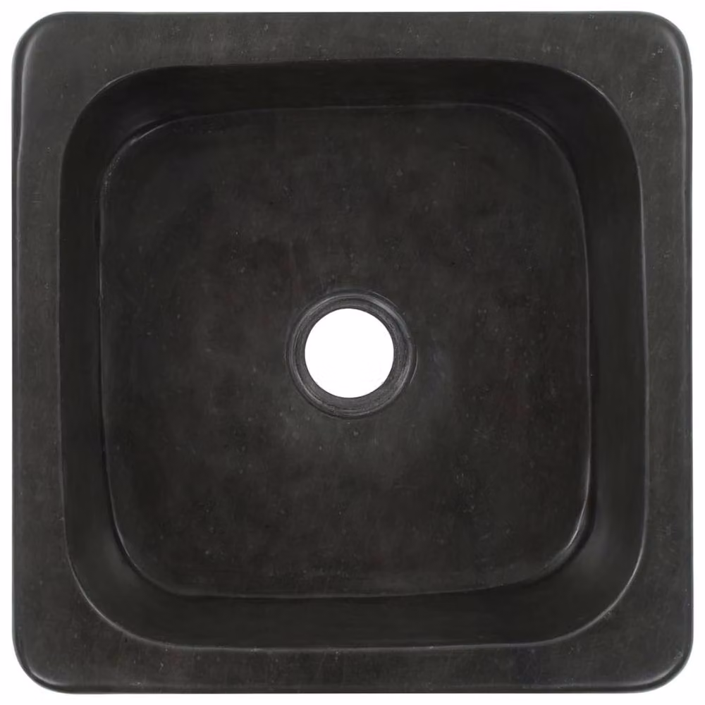 Berkfield Square Natural Stone Home Sink in Black, W/D/H: 30 x 30 x 15 cm – 4