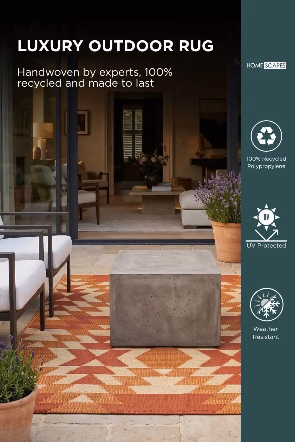 Homescapes Anya Aztec Luxury Outdoor Rug, Orange and Red, W: 150 cm, D: 240 cm – 2