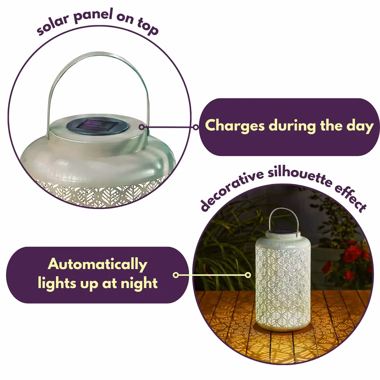 Marco Paul Green and Beige Silhouette Effect Solar LED Garden Lantern, Height: 36 cm – 5