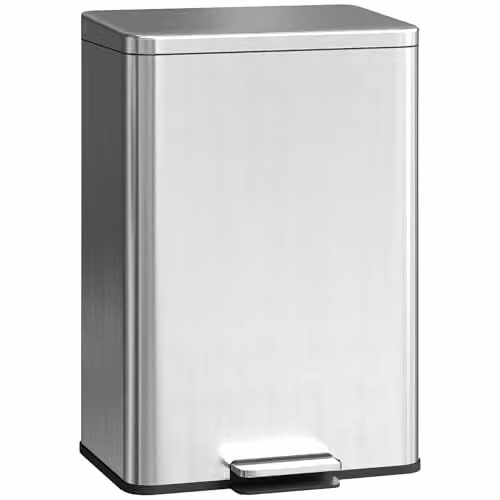 HOMCOM 20L Stainless Steel Pedal Bin with Soft-Close Lid and Removable Inner Bucket, Silver – 1