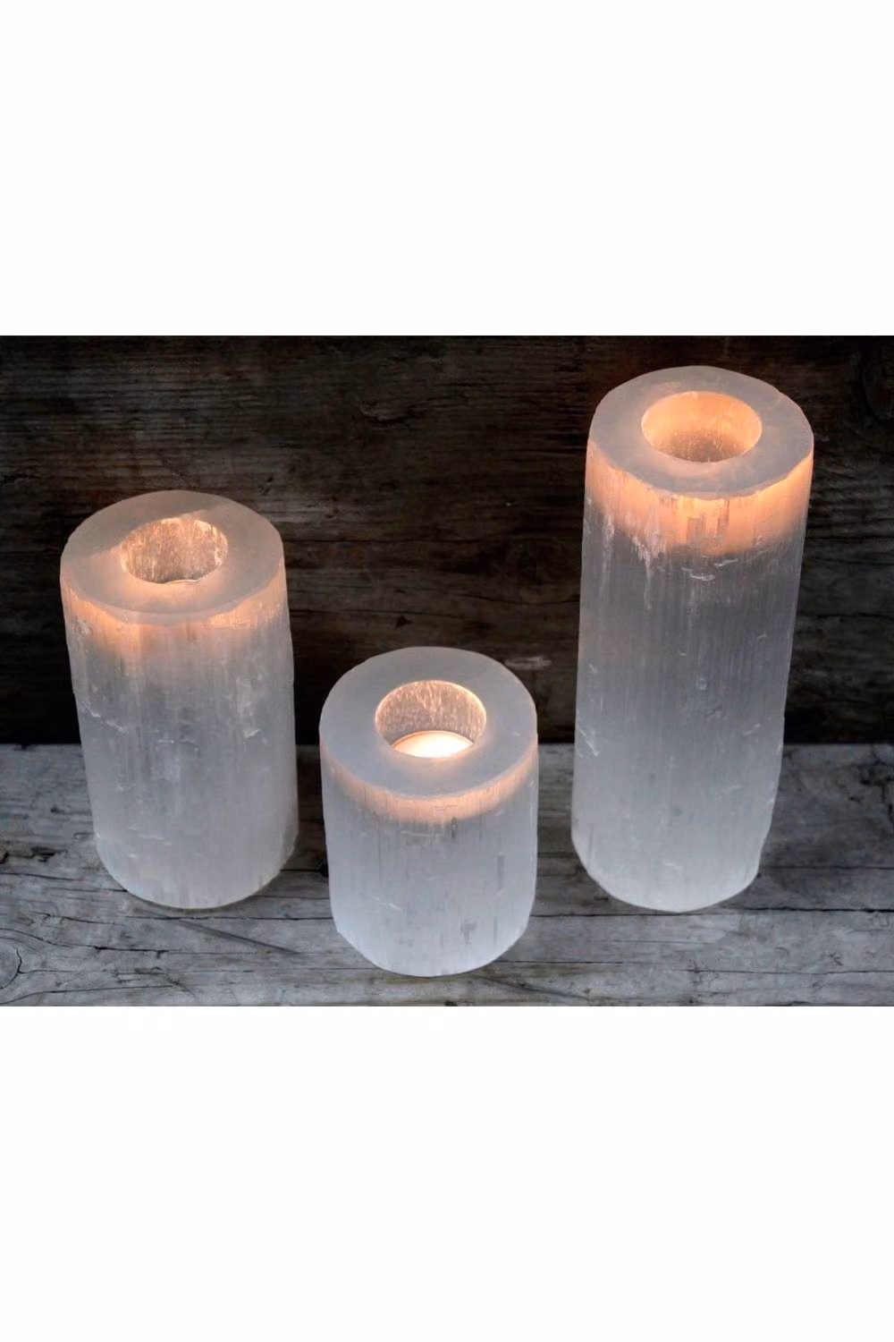 KDMD Selenite Candle Holder, White, Height: 20 cm – 3