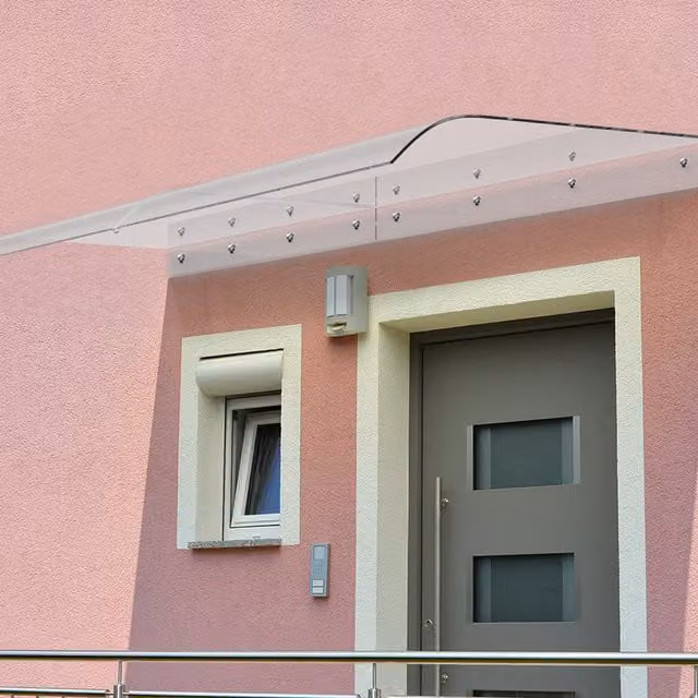 Breeins Transparent Window and Door Awning Canopy with White Frame, W: 200 cm, H: 50 cm, D: 50 cm