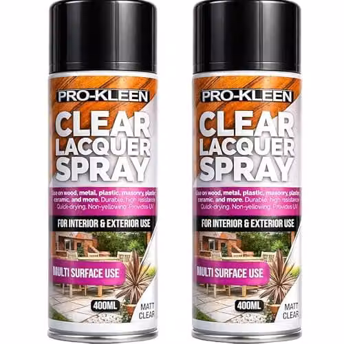 Pro-Kleen Matt Clear Lacquer Spray, 2 x 400ml, for Metal, Wood, Plastics and Ceramics – 1