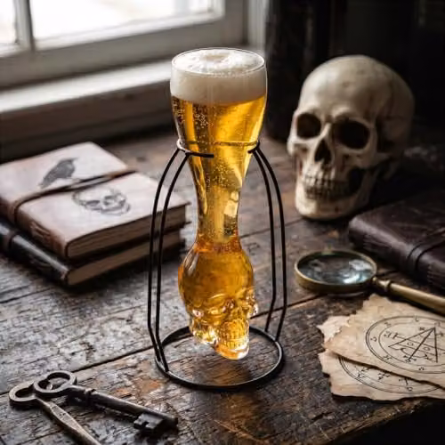 Final Touch Brain Freeze Skull Tumbler Glass with Skeletal Frame in Silver, Black and Transparent – 2