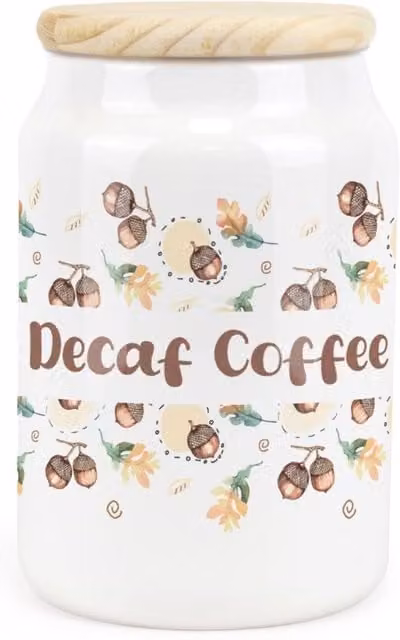Purely Home Floral Ceramic Coffee Storage Canister in Brown and White