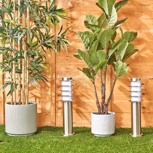 ValueLights Wharf Stainless Steel Silver Outdoor Garden Bollard Light – 1