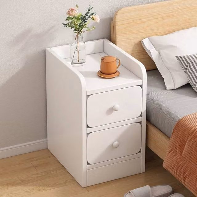 EONLION Modern 2 Drawer Wood Bedside Table in White, Height: 100 cm – 1