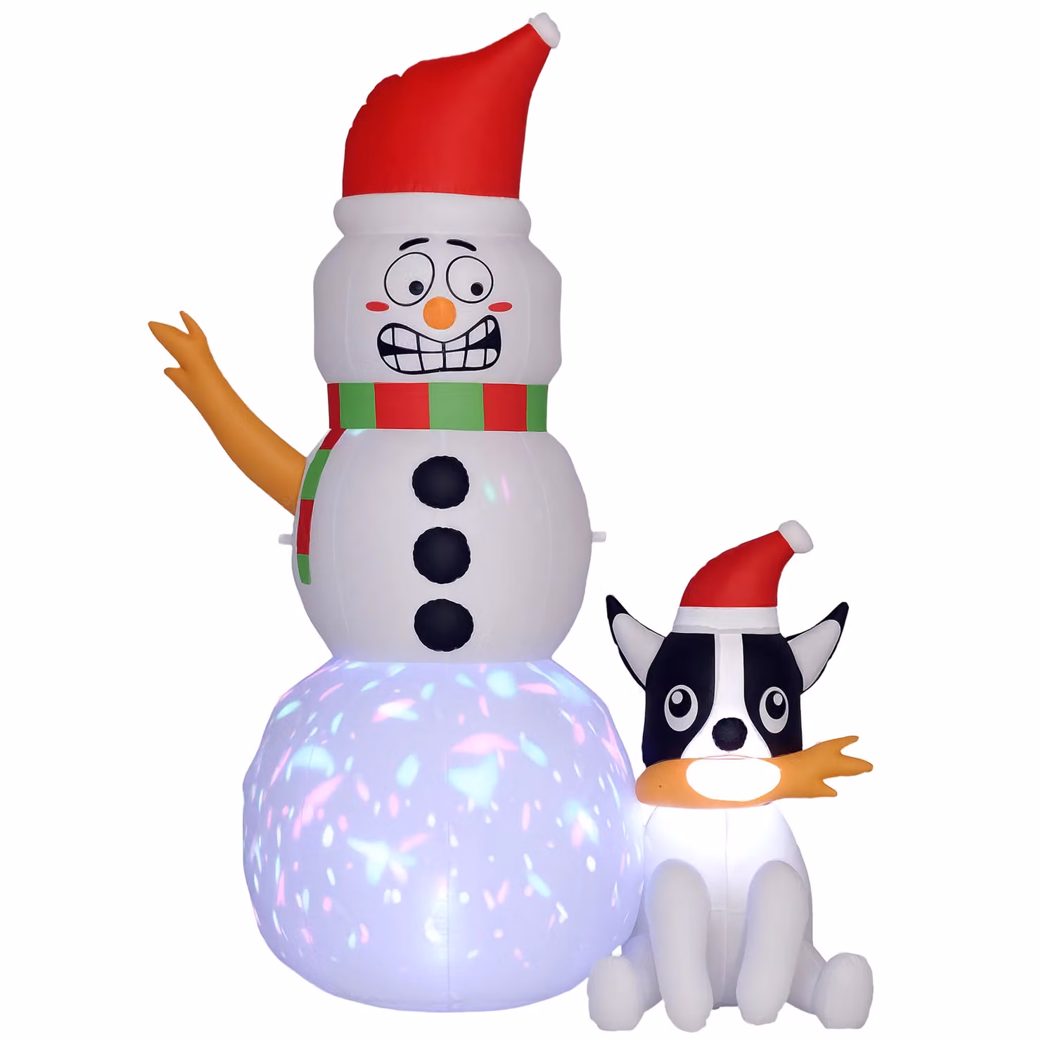 OUTSUNNY 6.2ft Christmas Blow Up Snowman with Dog for Outdoor Garden Parties in White and Multicolour – 2