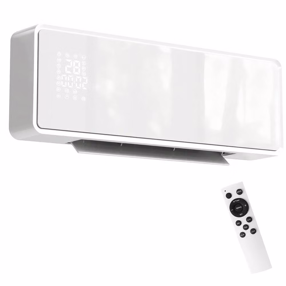 HOMCOM 2000W White Ceramic Electric Fan Heater with Wall Mounting, Timer, Thermostat and Open Window Detection – 2