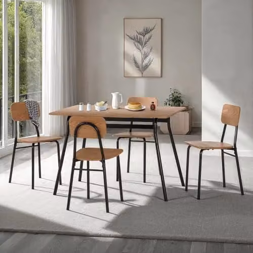 Seconique Warren 1+4 Dining Set in Black and Brown – 5