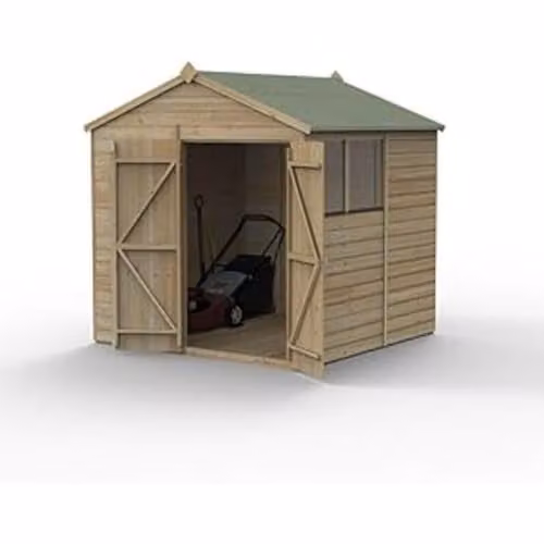 Forest Garden Brown Apex Wooden Shiplap Shed with Double Doors and Windows