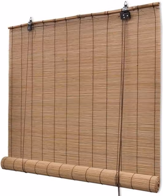 Berkfield Home Brown Bamboo Roller Blinds W: 100 cm, H: 160 cm – 1
