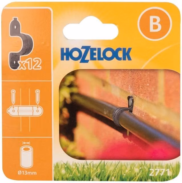 Hozelock 2771 Wall Mounted Plastic Clips, 13mm, Black, Pack of 12