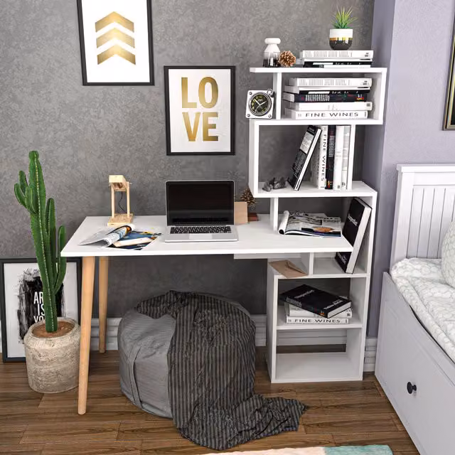 Decorotika Vina Modern Computer Desk, White, W/D/H: 120 x 60 x 72.8 cm