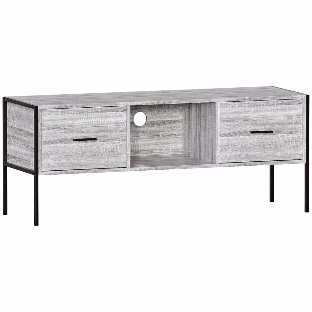 Vida Designs Brooklyn 2 Drawer Industrial TV Unit in Grey – 2