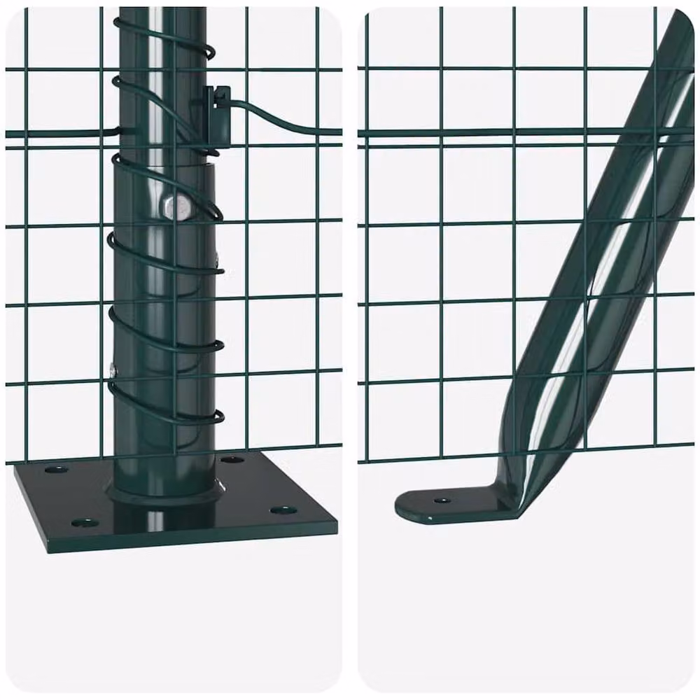 Berkfield Home Green Welded Wire Fence with 13 Flanged Posts, Steel, 0.8 x 50 m – 6
