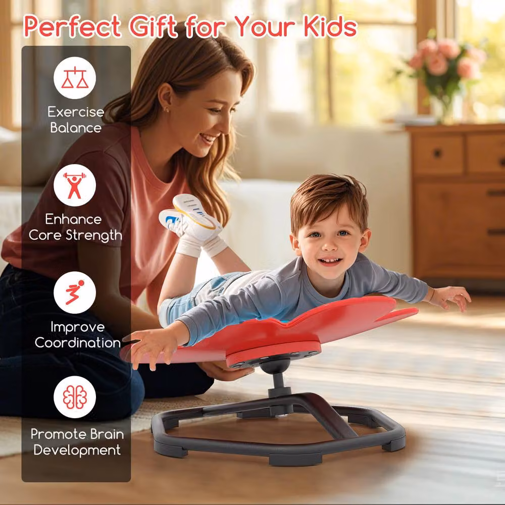 Costway Kids Sensory Petal Swivel Chair with 360 Degree Spin in Red – 5