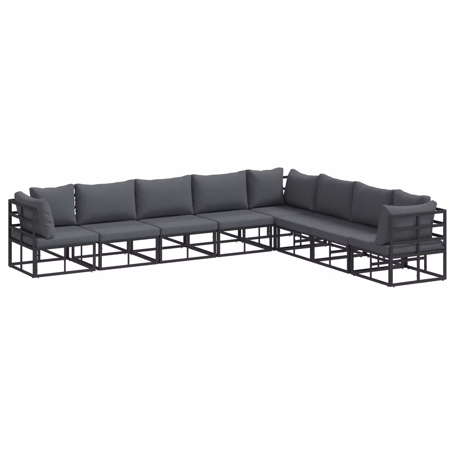 Berkfield Home 8-Piece L-Shape Garden Sofa Set with Outdoor Coffee Table in Black Powder Coated Aluminium with Anthracite UV-Resistant Cushions – 2