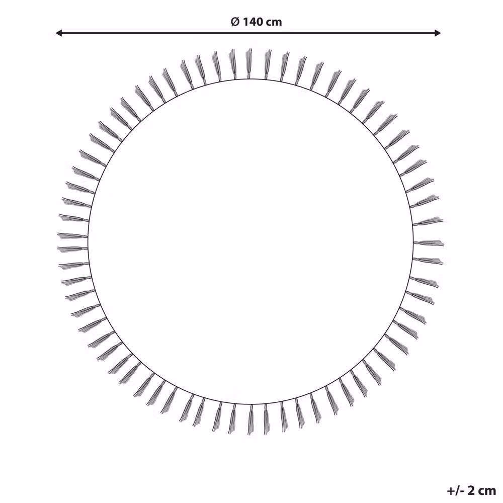 Wyld and Coco Round Beige Cotton Kids Rug with Fringes, Diameter: 140 cm – 2