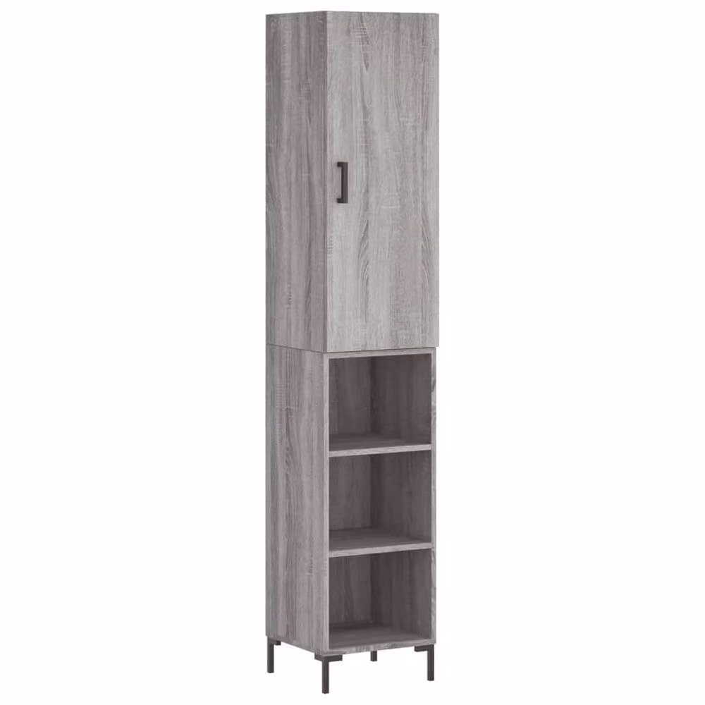 Berkfield Home Modern Grey Highboard with Hinged Doors and Internal Shelves, W/D/H: 34.5 x 34 x 180 cm – 3