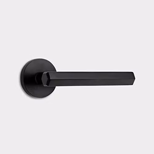 Pushka Home LTD Hexagonal Internal Door Lever Handles in Matte Black Solid Brass