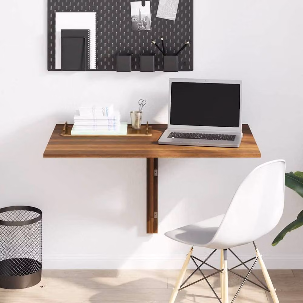 Berkfield Home Folding Wall Table in Brown Oak, W/D/H: 100 x 60 x 56 cm – 3
