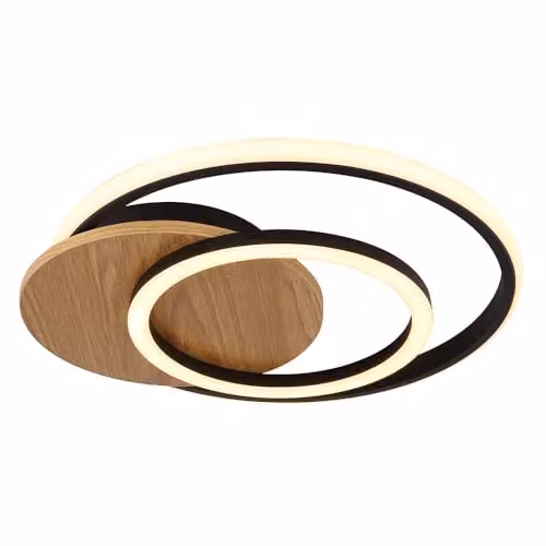 Globo Lighting Modern Wood Design Ring Ceiling Light in Grey and Champagne with 24W Warm White LED, L x W x H: 38 x 36 x 6.5 cm – 2