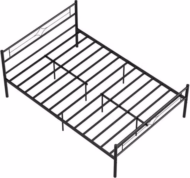 FLAVORA Metal Small Double Bed Frame, Black, W/D/H: 140 x 190 x 135 cm
