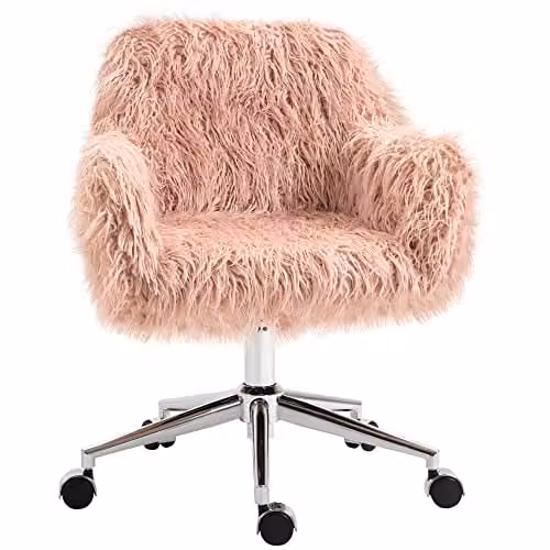 Vinsetto Pink Fabric Task Chair with Silver Metal Accents, Swivel 360 and Adjustable Height for Home Office or Bedroom, W/D/H: 60 x 50 x 120 cm