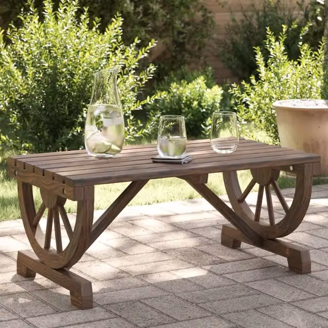 Berkfield Home Rustic Solid Wood Fir Garden Coffee Table, Brown, W/D/H: 90 x 50 x 40 cm – 1