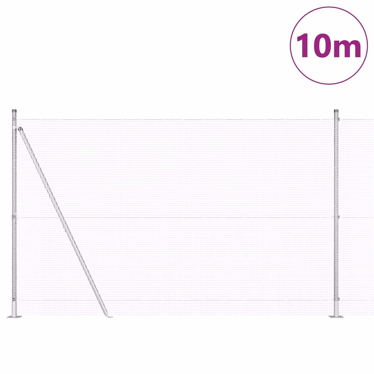 Berkfield Home Welded Wire Fence with 7 Flanged Posts, Galvanised Steel, Silver, 1.6 x 10 m – 2