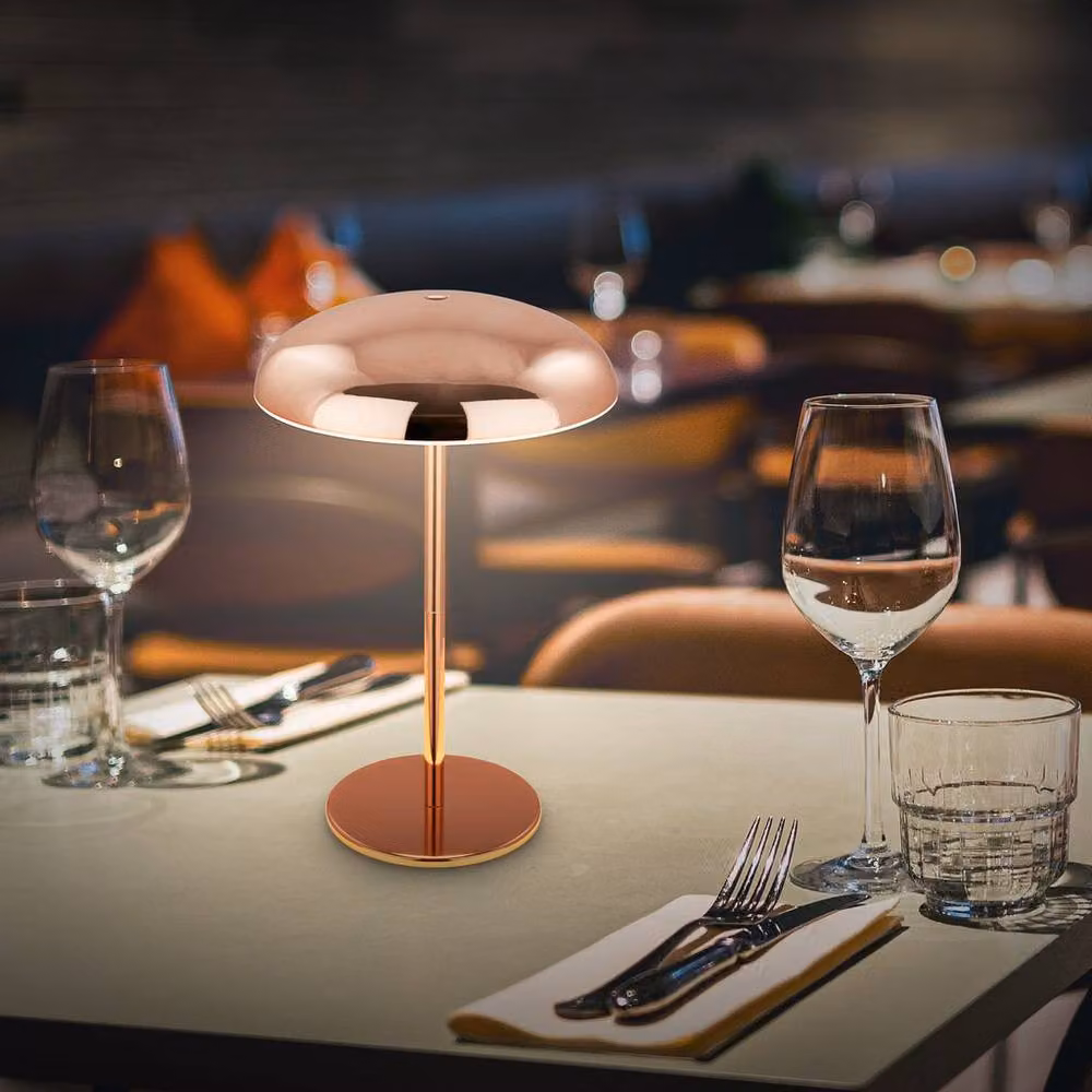 Briloner Rechargeable LED Table Lamp in Copper, Dimmable Touch Control Cordless Night Light with IP44 Rating, H 30.5 cm x W 19.5 cm x D 19.5 cm – 6
