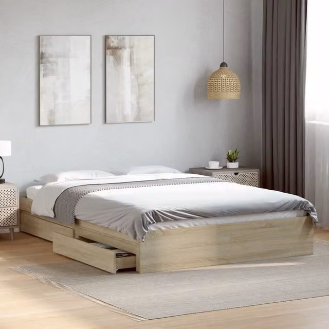 Berkfield Home Sonoma Oak Bed Frame with Drawers, Brown, W: 160 cm, D: 200 cm – 1