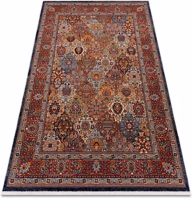 RugsX Orange and Multicolour Oriental Wool Keshan Rectangular Rug, W: 120 cm, D: 145 cm – 1