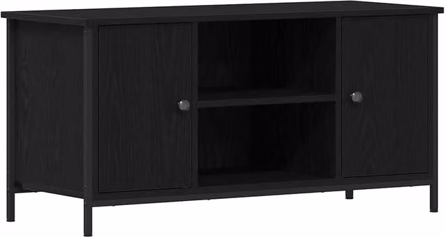 Berkfield Home Black Oak TV Cabinet in Engineered Wood and Steel, W/D/H: 100 x 40 x 50 cm – 1