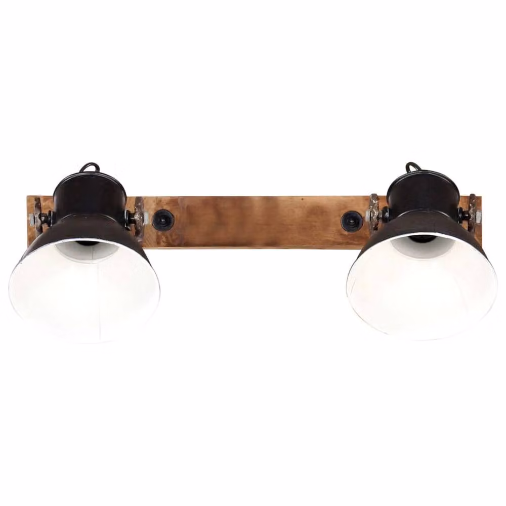 Berkfield Home Industrial Wall Lamp in Black and Brown with E27 Socket, W/H: 45 x 25 cm – 2