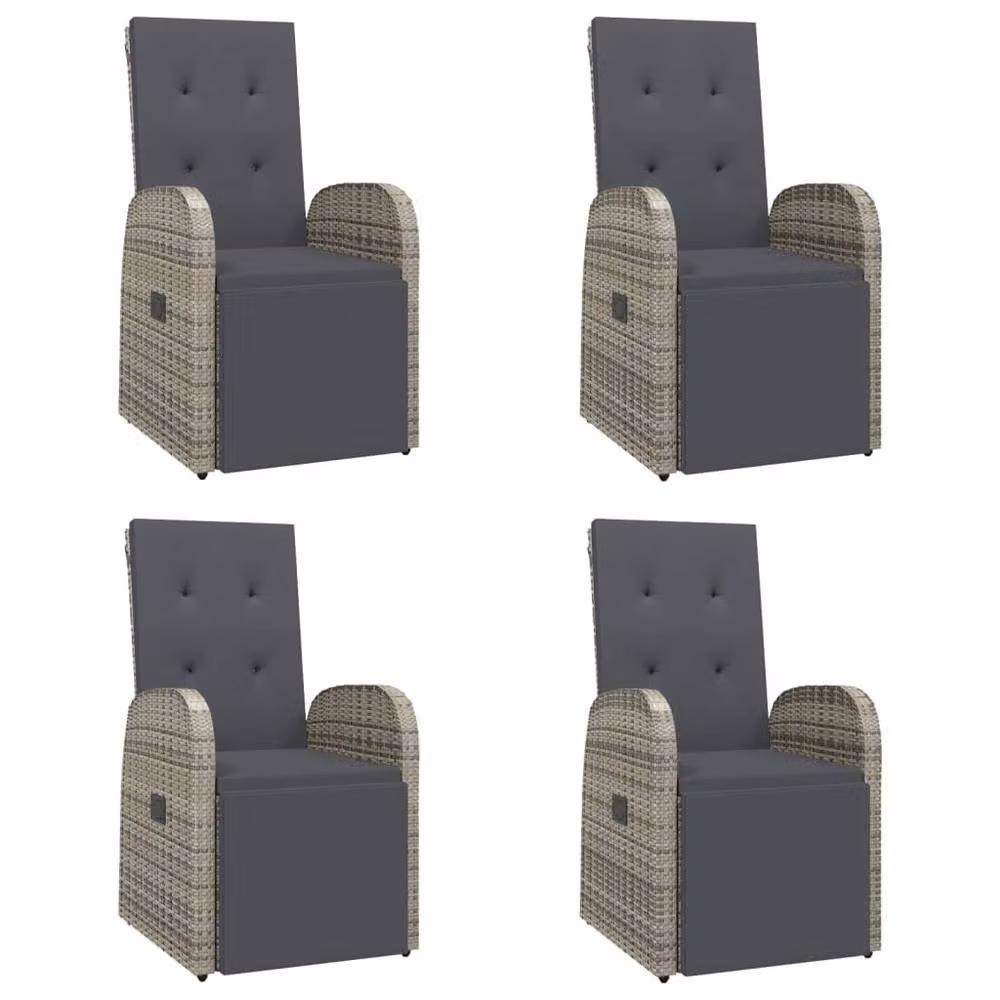 Berkfield Home 5 Piece Grey Poly Rattan and Solid Acacia Wood Garden Dining Set – 3