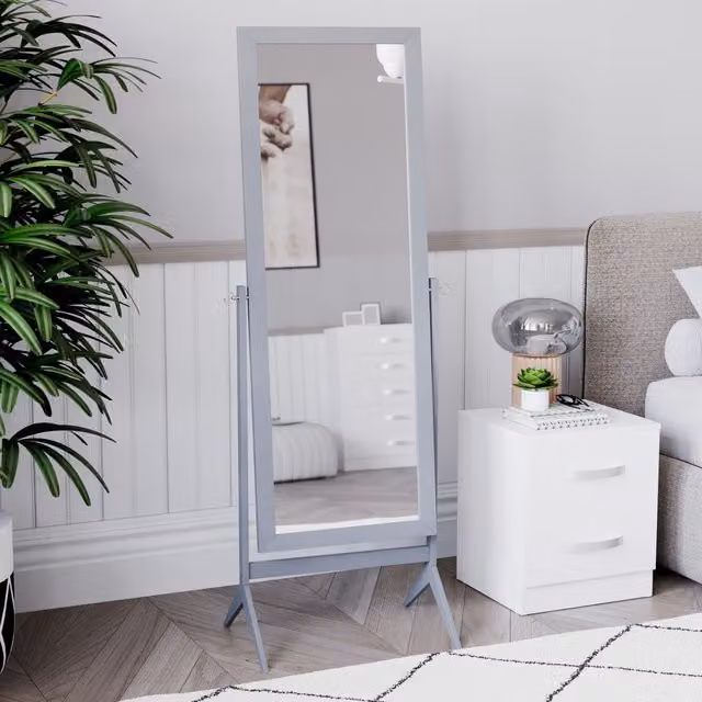 Vida Designs Nishano Cheval Freestanding Mirror in Grey, Width: 53 cm