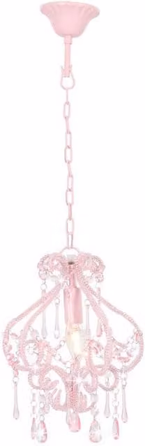 Berkfield Home Beautiful Round Pink Ceiling Lamp with Beads and E14 Bulb Holder – 1