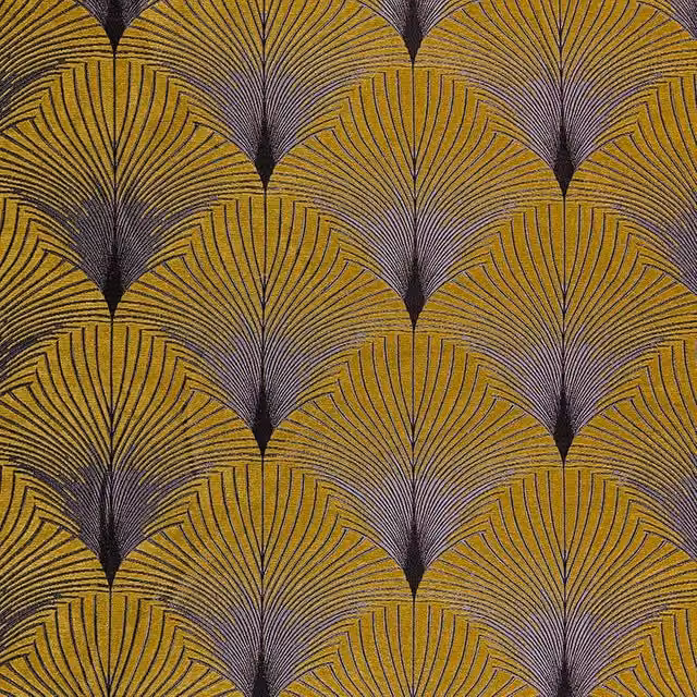 Terrys New York Art Deco Graphic Queens Yellow Chenille and Polyester Fabric Bedding