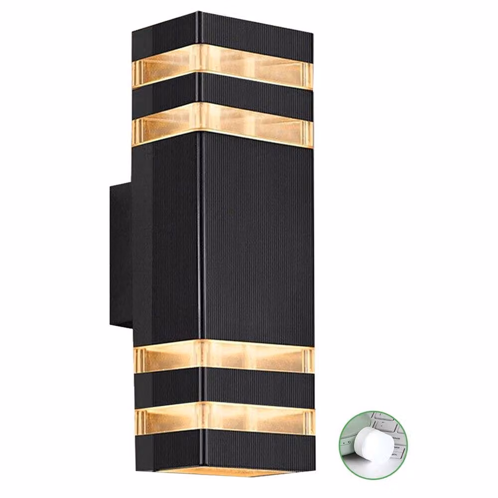 SPETLEK Modern Black Aluminium Outdoor Up and Down Wall Light, IP65 Waterproof, GU10 LED Compatible – 3