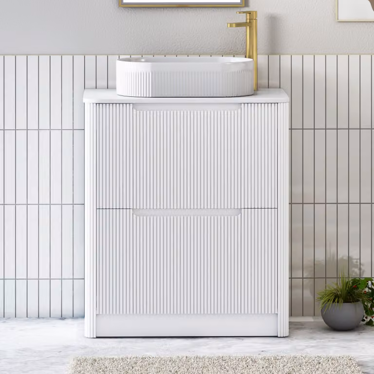 Royal Bathrooms Avenza 800mm Matt White Floor Standing 2 Drawer Vanity Unit with Lyon Basin