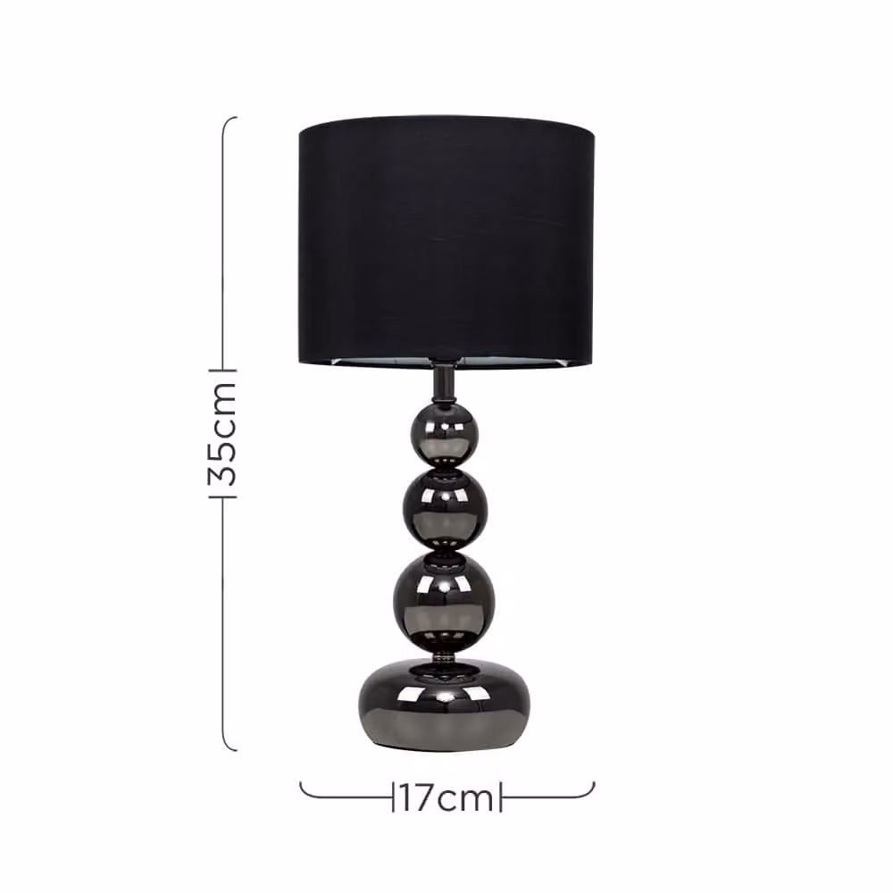 ValueLights Marissa Stacked Ball Gloss Black Touch Table Lamp – 4