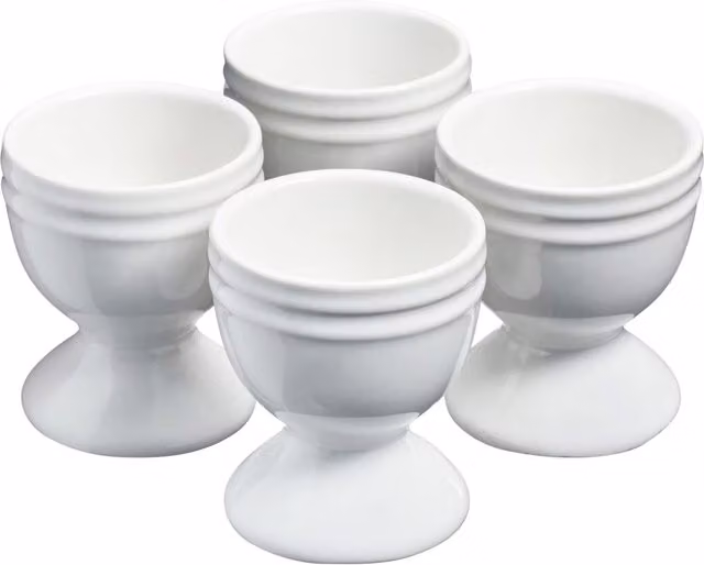 Cooks Professional White Ceramic Stoneware Egg Cups, 4 Pack