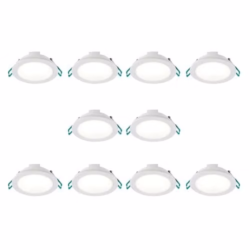 SYLVANIA SylSpot Neos 10 Pack Recessed LED Spotlights, IP65 Waterproof, 4.8W, Neutral White 4000K, White