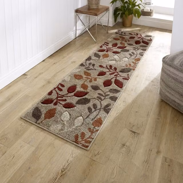 Melrose Interiors Modern Floral Woven Area Rug, Red and Multicolour, W: 60 cm, L: 230 cm